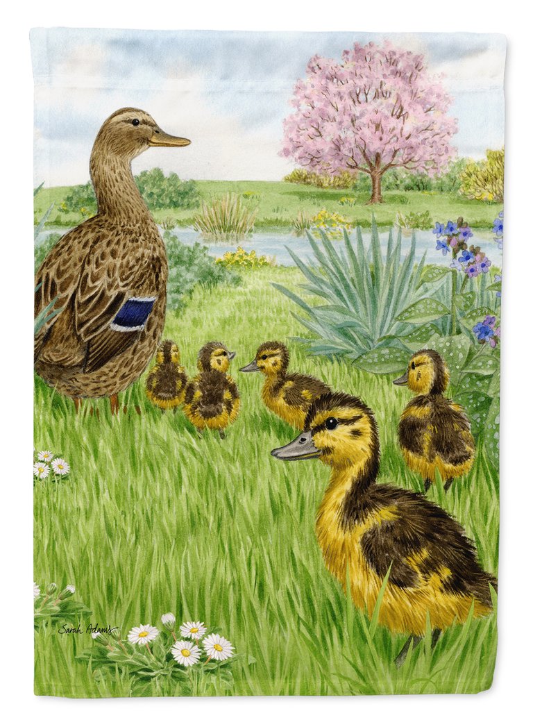 28 x 40 in. Polyester Female Mallard Duck & Ducklings Flag Canvas House Size 2-Sided Heavyweight