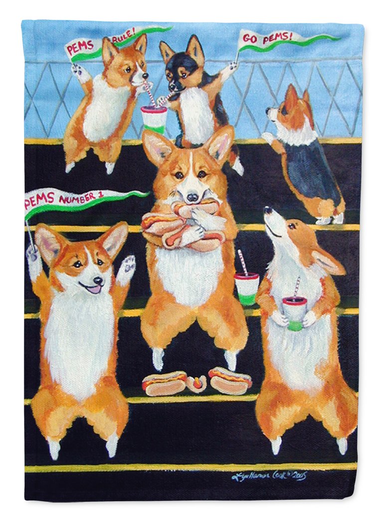 28 x 40 in. Polyester Go Team Corgi Pembroke  Flag Canvas House Size 2-Sided Heavyweight