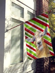28 x 40 in. Polyester Goat Red Snowflakes Holiday Christmas  Flag Canvas House Size 2-Sided Heavyweight