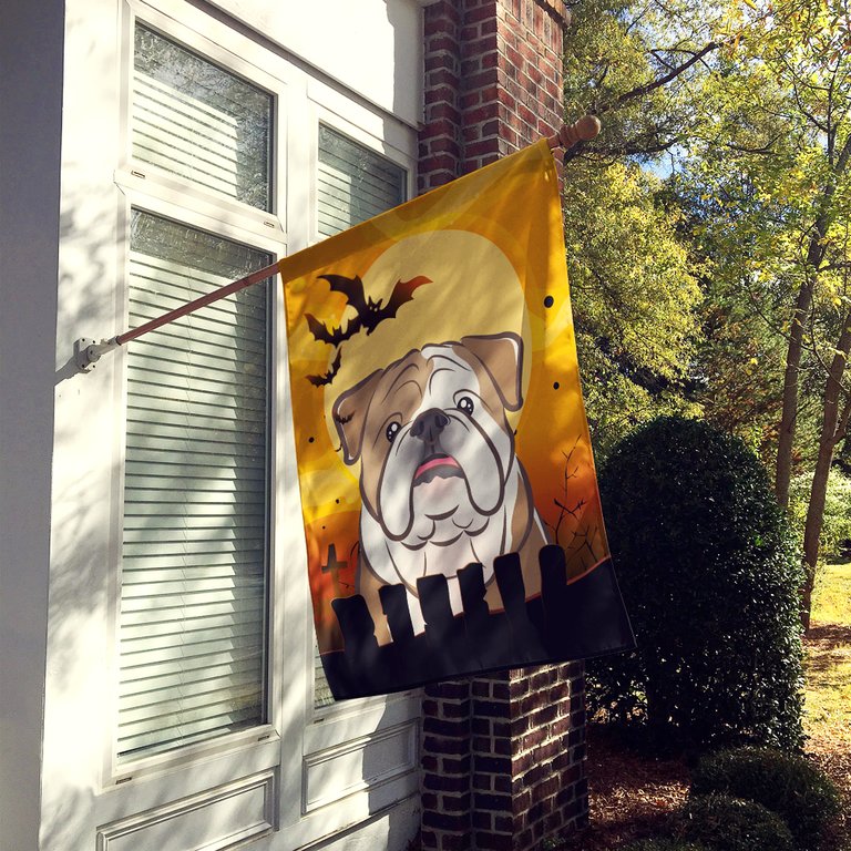 28 x 40 in. Polyester Halloween English Bulldog  Flag Canvas House Size 2-Sided Heavyweight