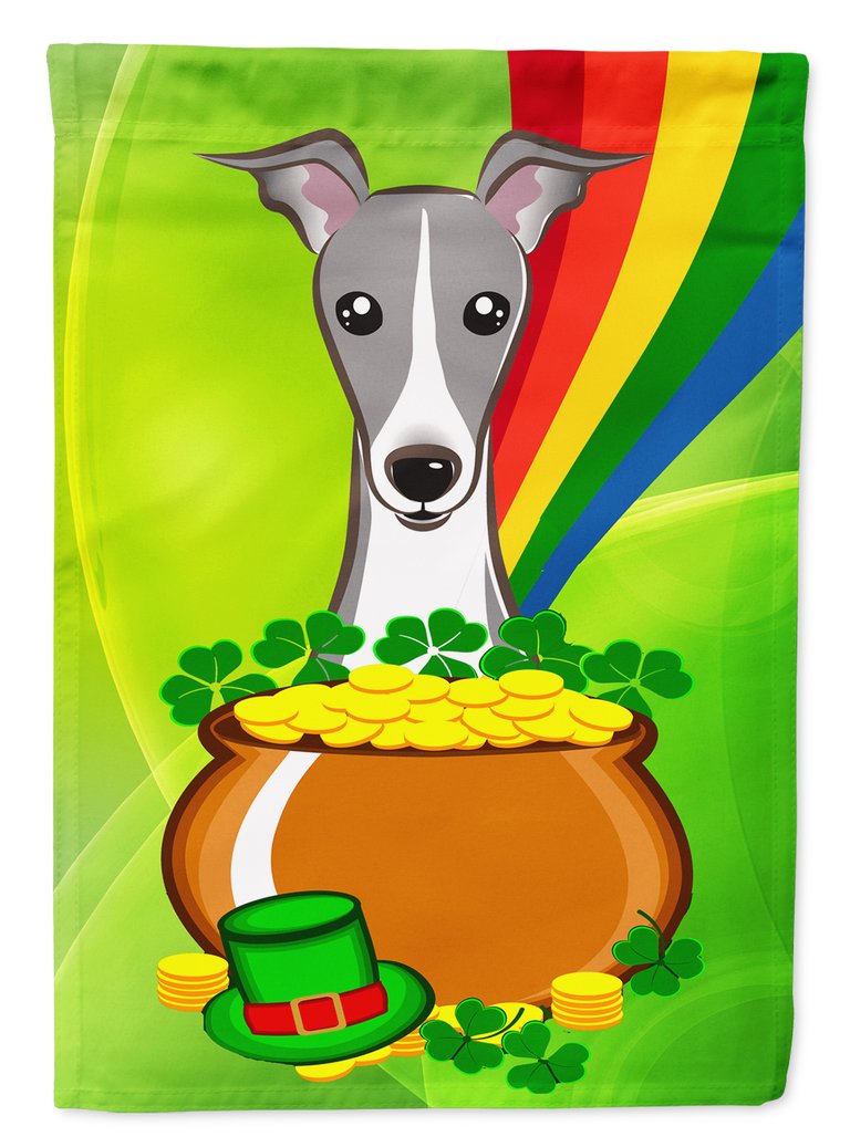 28 x 40 in. Polyester Italian Greyhound St. Patrick's Day Flag Canvas House Size 2-Sided Heavyweight