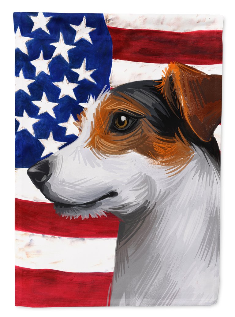 28 x 40 in. Polyester Jack Russell Terrier American Flag Flag Canvas House Size 2-Sided Heavyweight