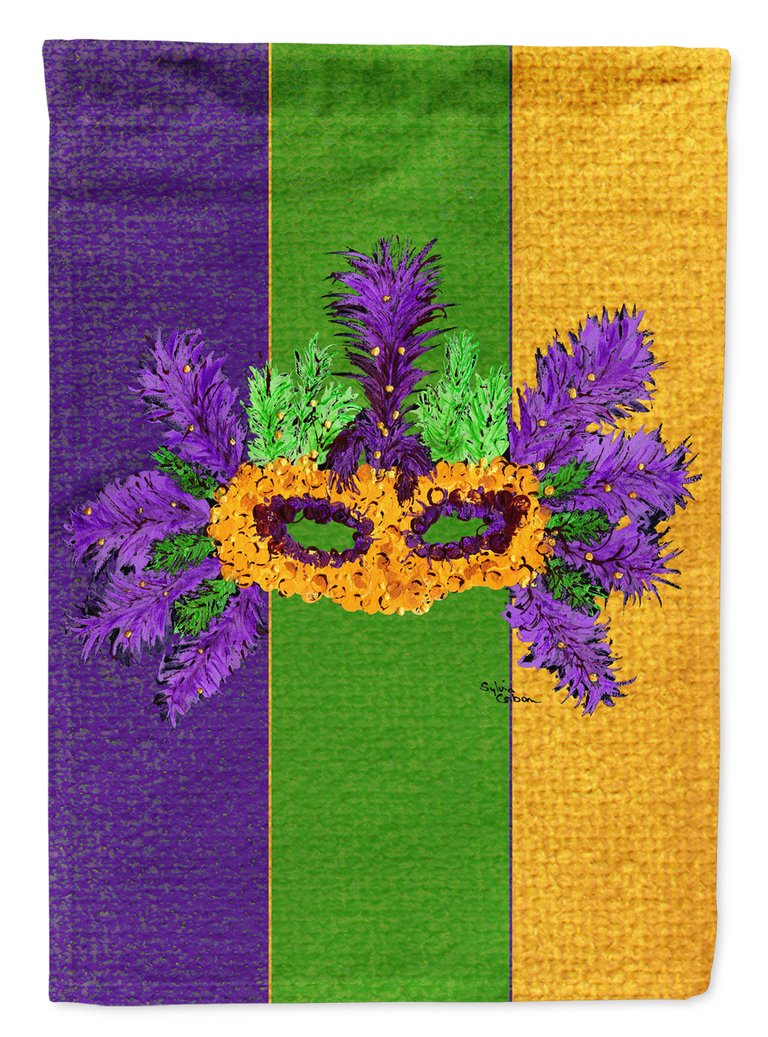 28 x 40 in. Polyester Mardi Gras with Feathers Flag Canvas House Size 2-Sided Heavyweight