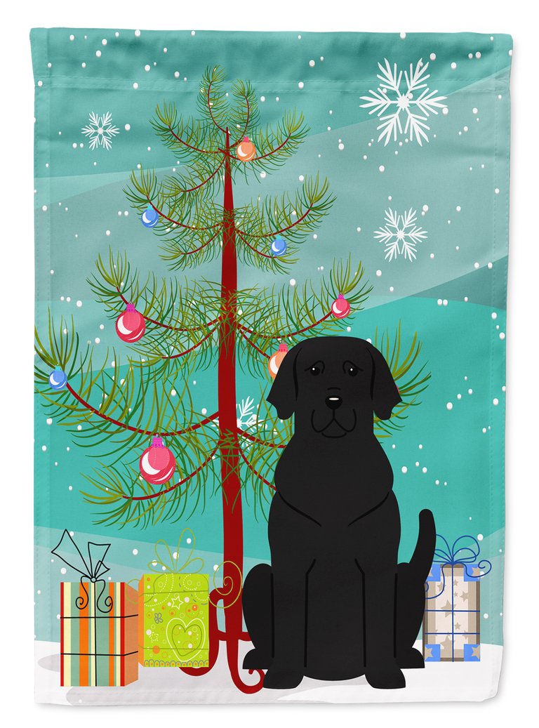 28 x 40 in. Polyester Merry Christmas Tree Black Labrador Flag Canvas House Size 2-Sided Heavyweight