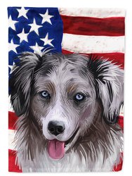 28 x 40 in. Polyester Miniature American Shepherd American Flag Flag Canvas House Size 2-Sided Heavyweight