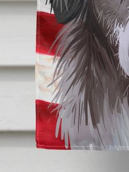 28 x 40 in. Polyester Miniature American Shepherd American Flag Flag Canvas House Size 2-Sided Heavyweight