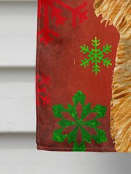 28 x 40 in. Polyester Norwich Terrier Red and Green Snowflakes Holiday Christmas Flag Canvas House Size 2-Sided Heavyweight