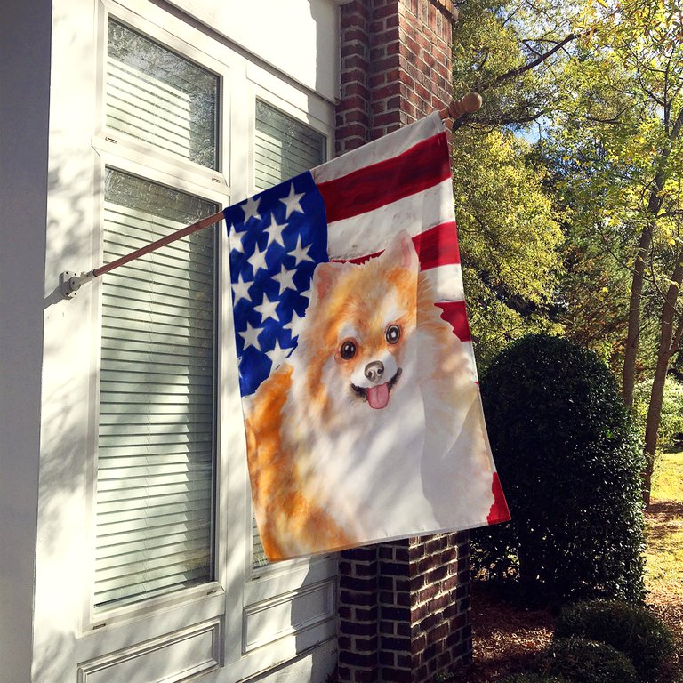 28 x 40 in. Polyester Pomeranian #2 Patriotic Flag Canvas House Size 2-Sided Heavyweight