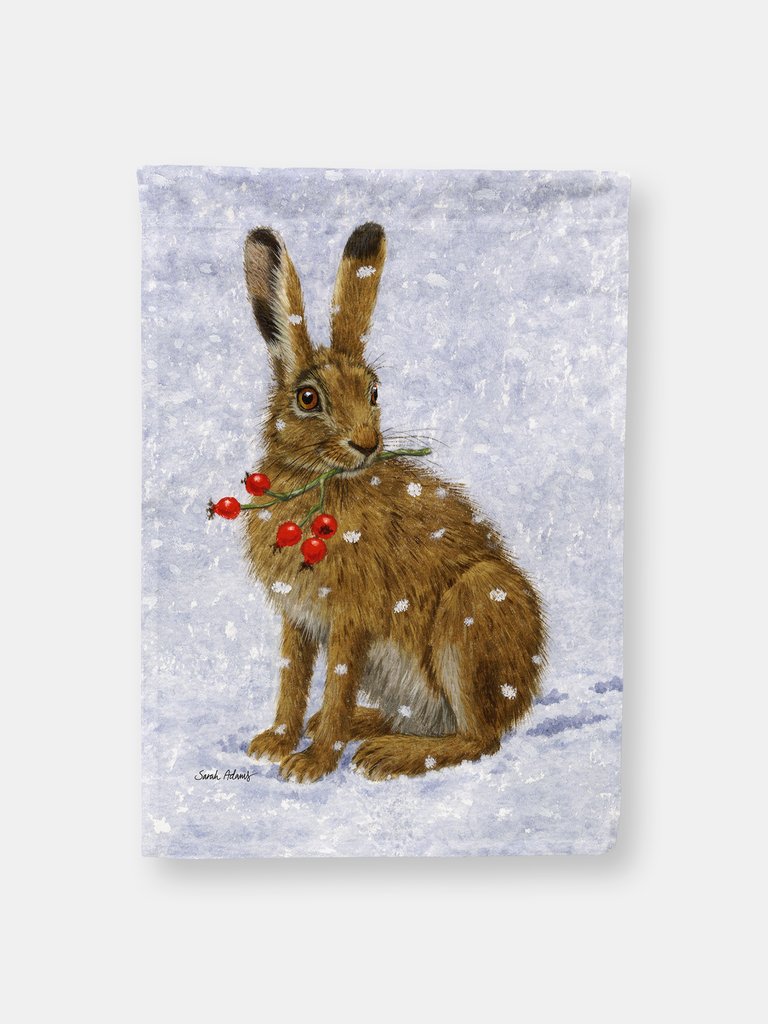 28 x 40 in. Polyester Rabbit Hare & Rosehips Flag Canvas House Size 2-Sided Heavyweight