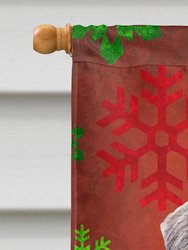 28 x 40 in. Polyester Red Snowflakes Holiday Christmas  Schnauzer Flag Canvas House Size 2-Sided Heavyweight