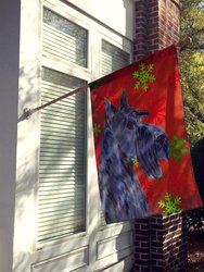 28 x 40 in. Polyester Scottish Terrier Red and Green Snowflakes Holiday Christmas Flag Canvas House Size 2-Sided Heavyweight