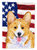 28 x 40 in. Polyester USA American Flag with Corgi Flag Canvas House Size 2-Sided Heavyweight