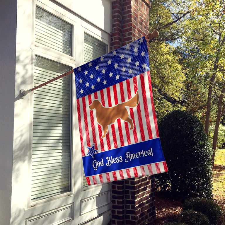 28 x 40 in. Polyester USA Patriotic Golden Retriever Flag Canvas House Size 2-Sided Heavyweight