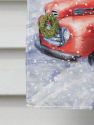 28 x 40 in. Polyester Vintage Farm Truck and Christmas Tree Flag Canvas House Size 2-Sided Heavyweight