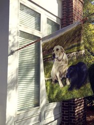 28 x 40 in. Polyester Yellow and Black Labradors Flag Canvas House Size 2-Sided Heavyweight