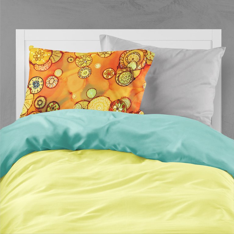 Abstract Flowers in Oranges and Yellows Fabric Standard Pillowcase