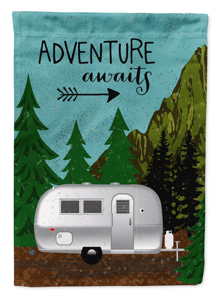 Airstream Camper Adventure Awaits Garden Flag 2-Sided 2-Ply