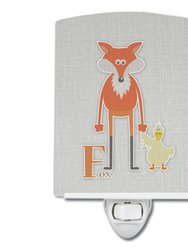 Alphabet F for Fox Ceramic Night Light