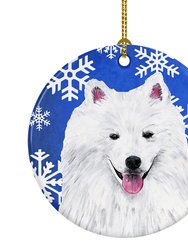 American Eskimo Winter Snowflakes Holiday Ceramic Ornament