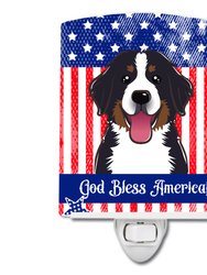 American Flag and Bernese Mountain Dog Ceramic Night Light