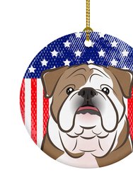 American Flag and English Bulldog  Ceramic Ornament