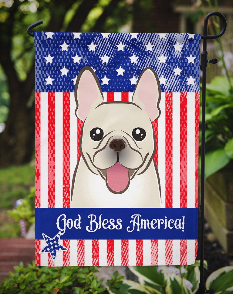 American Flag And French Bulldog Garden Flag 2-Sided 2-Ply