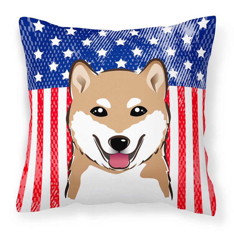 American Flag and Shiba Inu Fabric Decorative Pillow