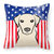 American Flag and Yellow Labrador Fabric Decorative Pillow