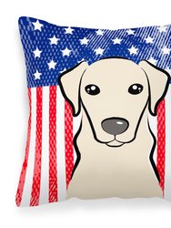 American Flag and Yellow Labrador Fabric Decorative Pillow