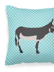 American Mammoth Jack Donkey Blue Check Fabric Decorative Pillow