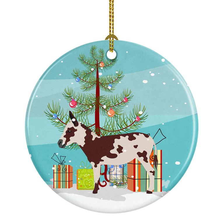 American Spotted Donkey Christmas Ceramic Ornament