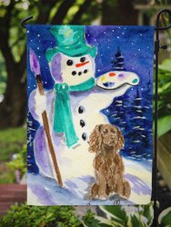 Artist Snowman with Boykin Spaniel Garden Flag 2-Sided 2-Ply