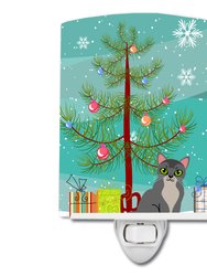 Asian Cat Merry Christmas Tree Ceramic Night Light