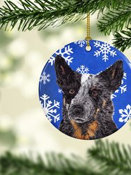 Australian Cattle Dog Winter Snowflakes Holiday Ceramic Ornament