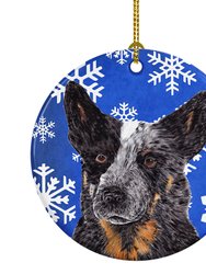 Australian Cattle Dog Winter Snowflakes Holiday Ceramic Ornament