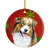 Australian Shepherd Red Green Snowflakes Christmas Ceramic Ornament