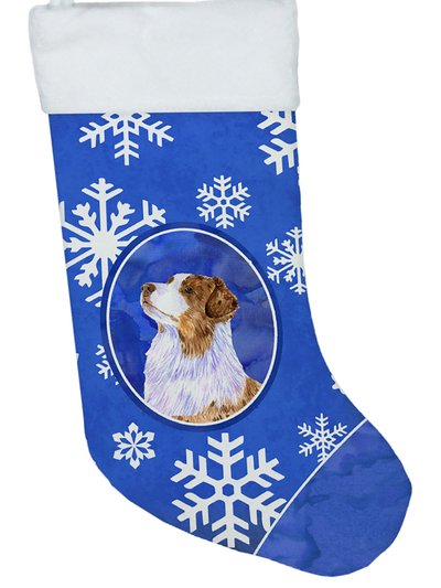 Caroline's Treasures Australian Shepherd Winter Snowflakes Holiday Christmas Stocking product