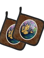 Australian Terrier and Puppy  Pair of Pot Holders