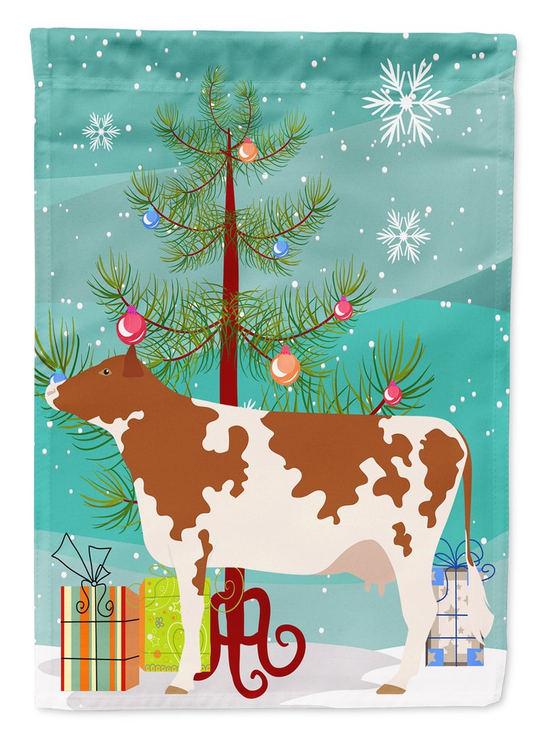 Ayrshire Cow Christmas Garden Flag 2-Sided 2-Ply