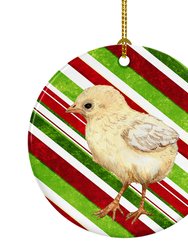 Baby Chick Candy Cane Holiday Christmas Ceramic Ornament