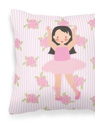 Ballerina Long Dark Hair Fabric Decorative Pillow