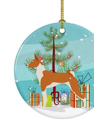 Basenji Merry Christmas Tree Ceramic Ornament