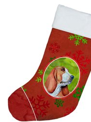 Basset Hound Red and Green Snowflakes Holiday Christmas Christmas Stocking