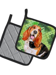 Basset Hound St Patrick's Pair of Pot Holders