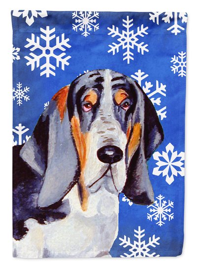 Caroline's Treasures Basset Hound Winter Snowflakes Holiday Garden Flag 2-Sided 2-Ply product