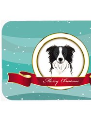 BB1551LCB Border Collie Merry Christmas Glass Cutting Board - Large