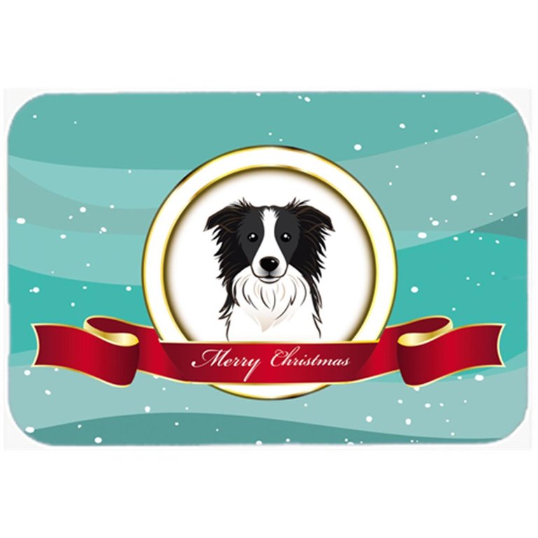 BB1551LCB Border Collie Merry Christmas Glass Cutting Board - Large