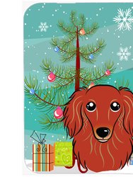 BB1586LCB Christmas Tree And Longhair Red Dachshund Glass Cutting Board - Large