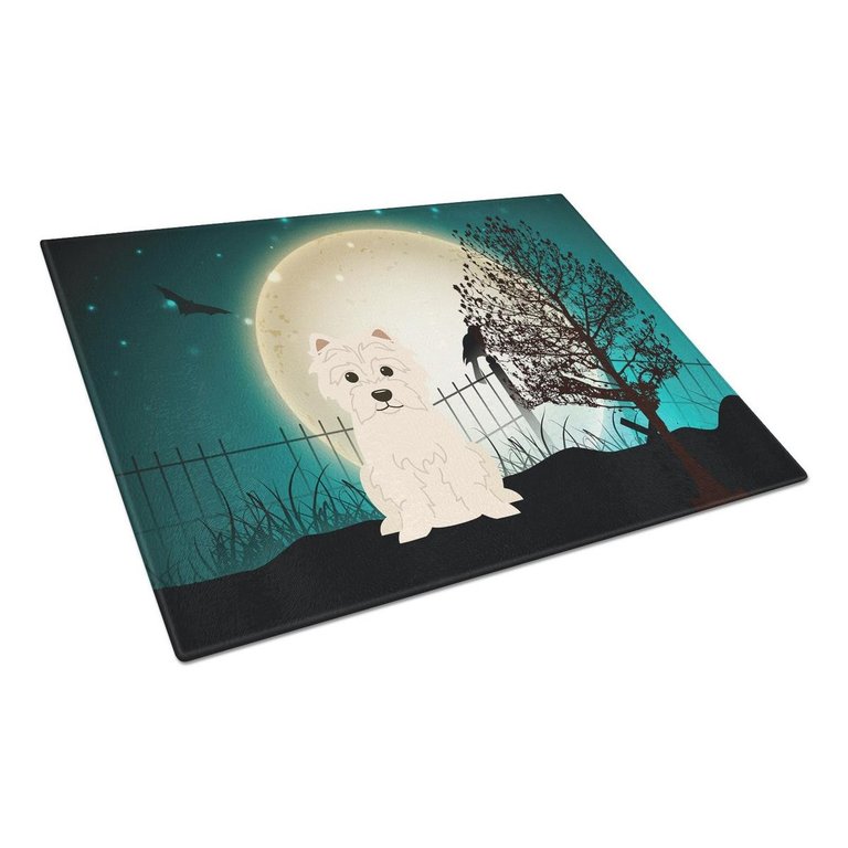 BB2232LCB Halloween Scary Westie Glass Cutting Board - Large