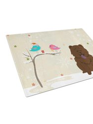 BB2613LCB Christmas Presents Between Friends Chow Chow Chocolate Glass Cutting Board - Large